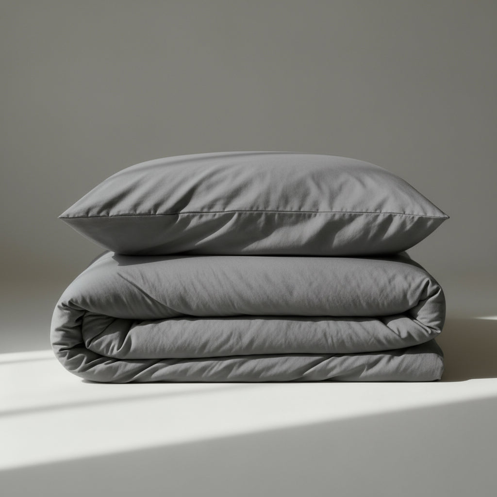 schlafsack set mit bettdecke 90x200 LELA SLEEP SET – Bettdecke mit Fußtasche, Bettbezug & Kissenbezug Grau – LELA Sleep