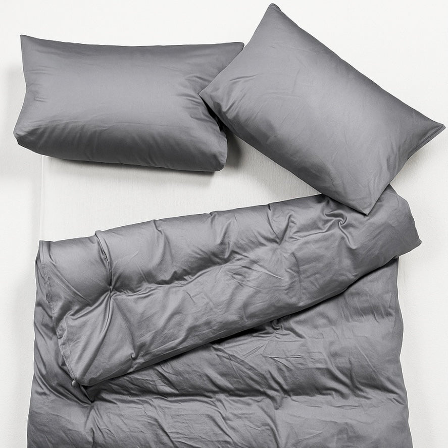 Lela Sleep SET - LELA Bettdecke, Deckenbezug & Kissenbezug, grau/weiß