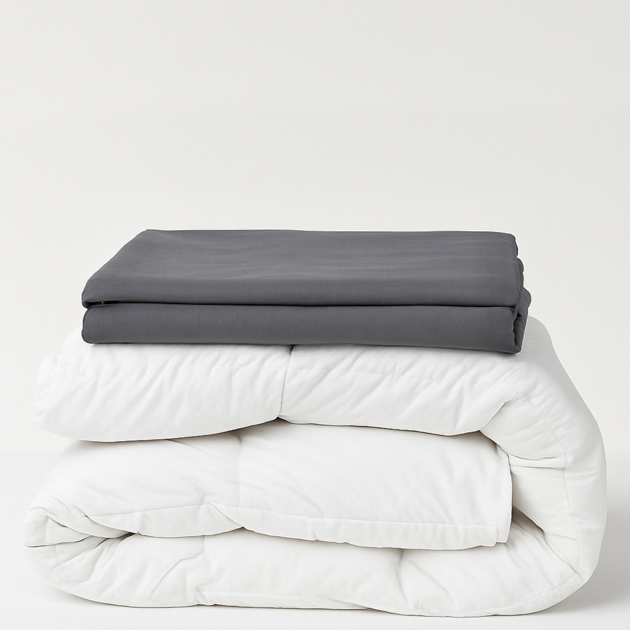 Lela Sleep SET - LELA Bettdecke, Deckenbezug & Kissenbezug, grau/weiß